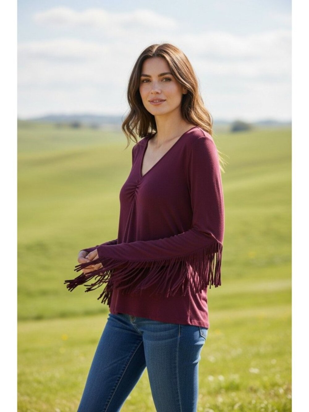 Idyllwind Miranda Lambert V-Neck Flying Fringe Top XXL Shirt Western Country